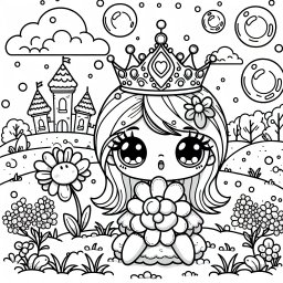 Blumenkranz-Diadem - Malen für Kinder, Prinzessin Ausmalbild, Winterzauber malen