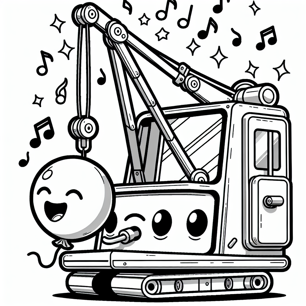 Musikalischer Kran - Kran, Baumaschinen, Ausmalbild, Kinder