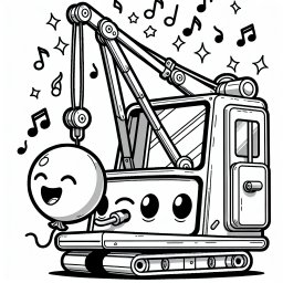 Musikalischer Kran - Kran, Baumaschinen, Ausmalbild, Kinder