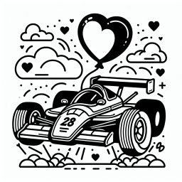 Fröhlicher Flitzer - **Tags:** #Rennauto #Kreativität #Formel1 #Rennstrecke #Ausmalbild