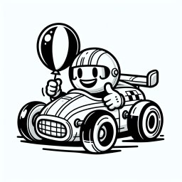 Fröhliches Flitzerchen - Tags: Rennauto, Rennen, Ausmalbild, Kinder, Spaß.