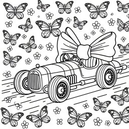 Aufgedrehtes Rennauto – Tags: #Rennauto #Formel1 #Kinderkunst #Rennstrecke #Siegerpokal
