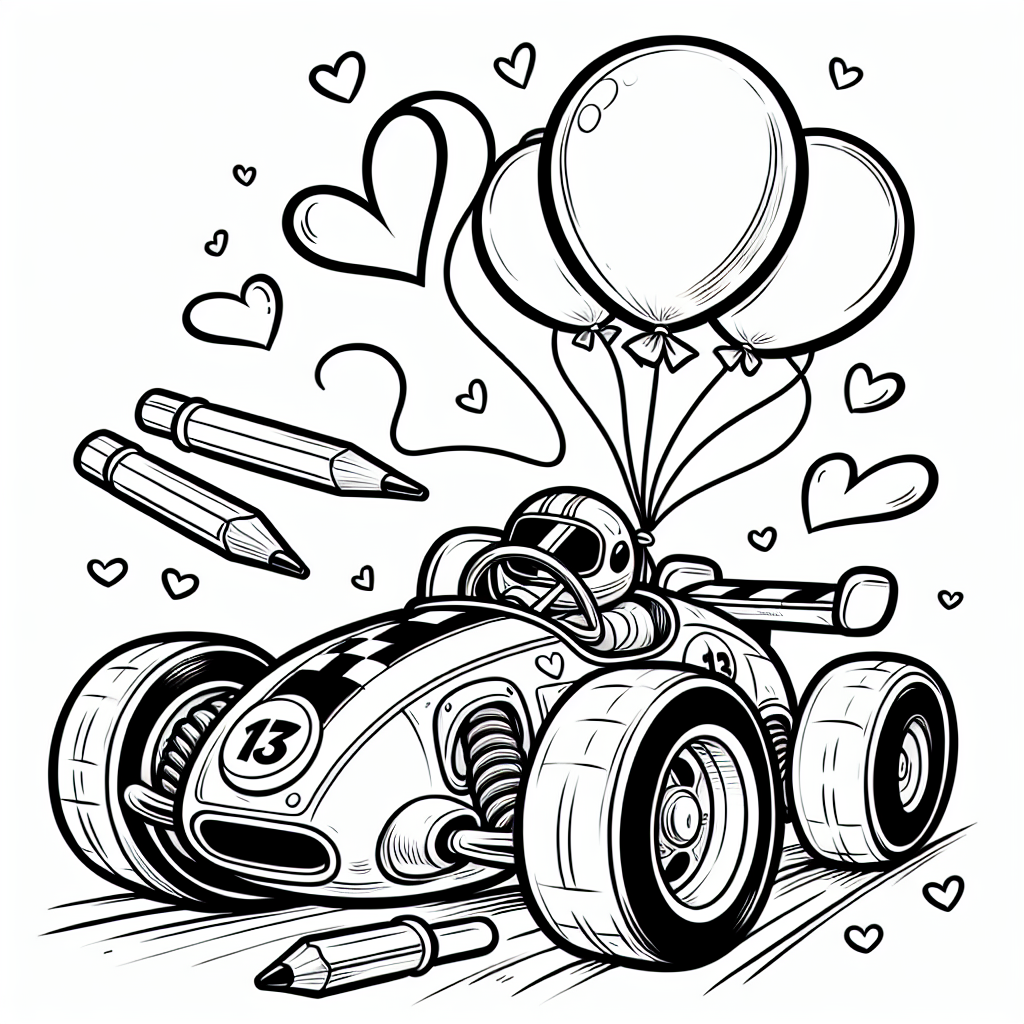 Willkommen in einer spritzigen Welt voller Geschwindigkeit und Fantasie! Dieses fröhliche Rennauto-Ausmalbild lädt dich zu einem Abenteuer auf der Rennstrecke ein, bei dem Lachen und Kreativität an erster Stelle stehen. Das Rennauto strahlt voller Lebensfreude und hält einen herzförmigen Luftballon in die Luft, der voller Liebe und Glück über die Strecke schwebt. Die klaren schwarzen Linien machen das Ausmalen zu einem Kinderspiel und garantieren stundenlangen Spaß.
Stell dir vor, du bist der mutige Fahrer dieses lustigen Flitzers. Mit einem kühnen Startsignal der schwarz-weißen Startflagge setzt du das Auto in Bewegung und düst mit voller Geschwindigkeit über die Rennstrecke, als wärst du Teil eines spannenden Formel-1-Rennens. Während du durch Kurven preschst und die Boxenstopp-Teams um dich herumwirbeln, siehst du den glänzenden Siegerpokal am Horizont und spürst, wie die Aufregung in dir wächst. Male das Rennauto in leuchtenden Farben aus und lass deine Träume von einem großartigen Rennen wahr werden!
Tags:
