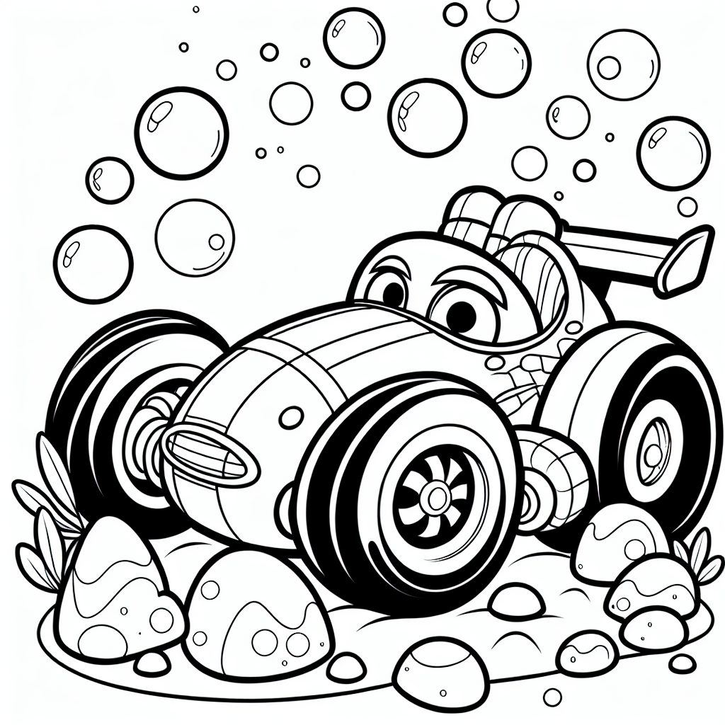 Lustige Blasenfahrt - Rennauto, Blasen, Formel 1, Siegerpokal, Startflagge
