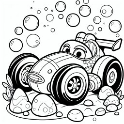 Lustige Blasenfahrt - Rennauto, Blasen, Formel 1, Siegerpokal, Startflagge