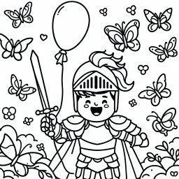 Aufgeregter Ritterflug – Ritter, Malvorlage, Abenteuer, Kinderspaß, Fantasie