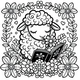 Träumerschaf - Tags: Schafe, Ausmalbilder, Kreativität, Cartoon, Blumenwiese