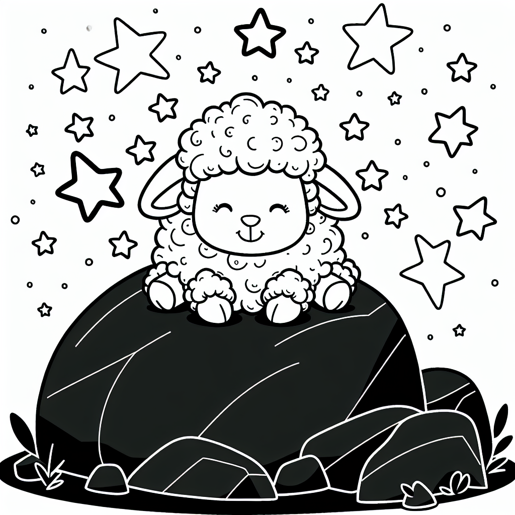 Freches Sternenschaf - #Schafe, #MagischeWelt, #Kreativität, #Ausmalspaß, #Sterne