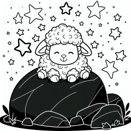 Freches Sternenschaf - #Schafe, #MagischeWelt, #Kreativität, #Ausmalspaß, #Sterne