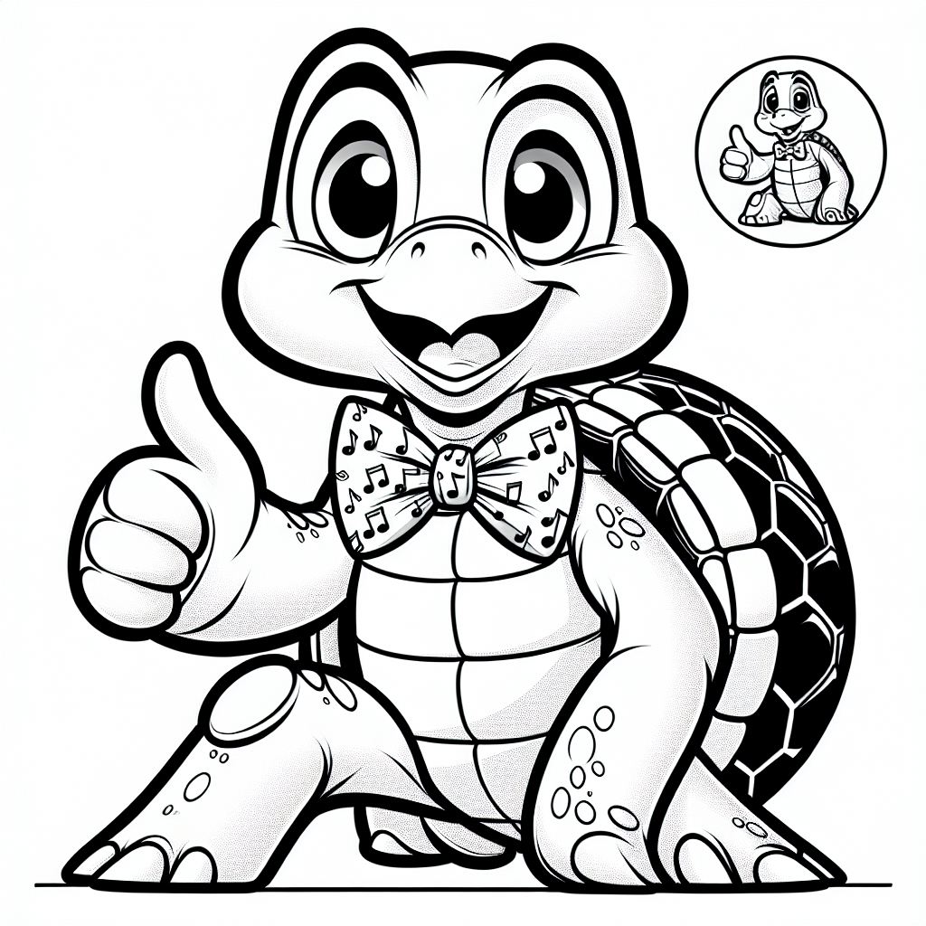 Fröhlicher Turtel - Tags: Schildkröte, Ausmalbild, Tiere, Kinder, Kreativität