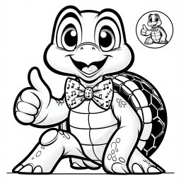 Fröhlicher Turtel - Tags: Schildkröte, Ausmalbild, Tiere, Kinder, Kreativität