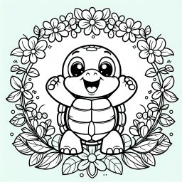 Aufregendeblüte – Tags: #Ausmalspaß #SchildkrötenAbenteuer #Kreativität #FarbenfrohesEntdecken