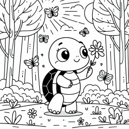 Tanzende Schildkröte im Morgenlicht - Schildkröte, Balancieren, Wiese, Fröhlich, Schmetterlinge