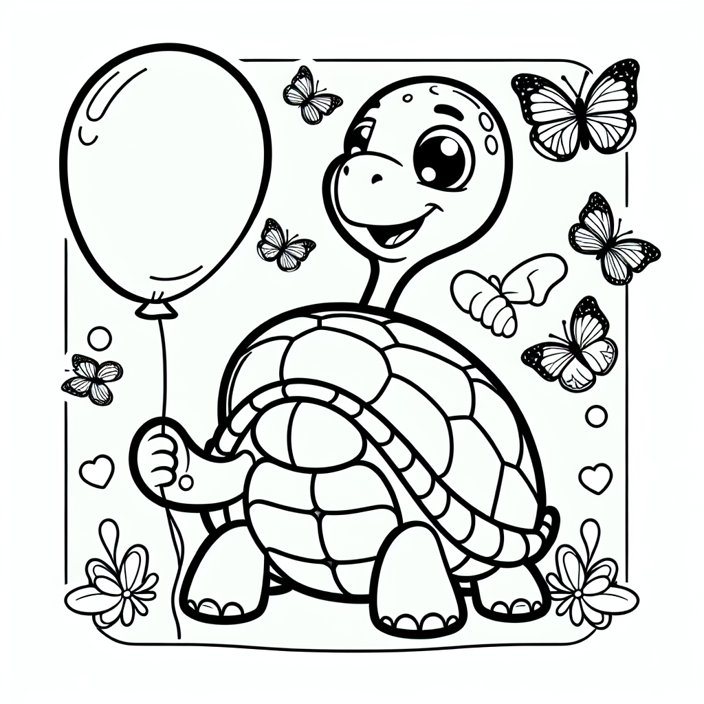 Entspannte Ballonschildkröte - #Schildkröten #Ausmalbilder #Kreativität #Cartoon #Kinderbeschäftigung