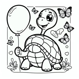 Entspannte Ballonschildkröte - #Schildkröten #Ausmalbilder #Kreativität #Cartoon #Kinderbeschäftigung
