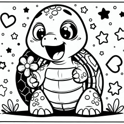 Aufregungsblüte – Tags: Schildkröte, Ausmalbild, Kreativität, Meer, Sterne