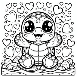 Freudige Herzschildkröte - Tags: Schildkröte, Malbuch, Ausmalbild, Kreativität, Kinder