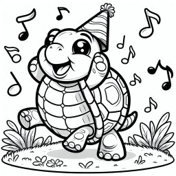 Fröhliche Schildkrötenbewegung - Schildkröte, Wiese, Tanzen, Hut, Käfer