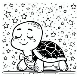 Ruhige Sternenschildkröte – Tags: Schildkröte, Ausmalbild, Tiere, Meer, Sterne