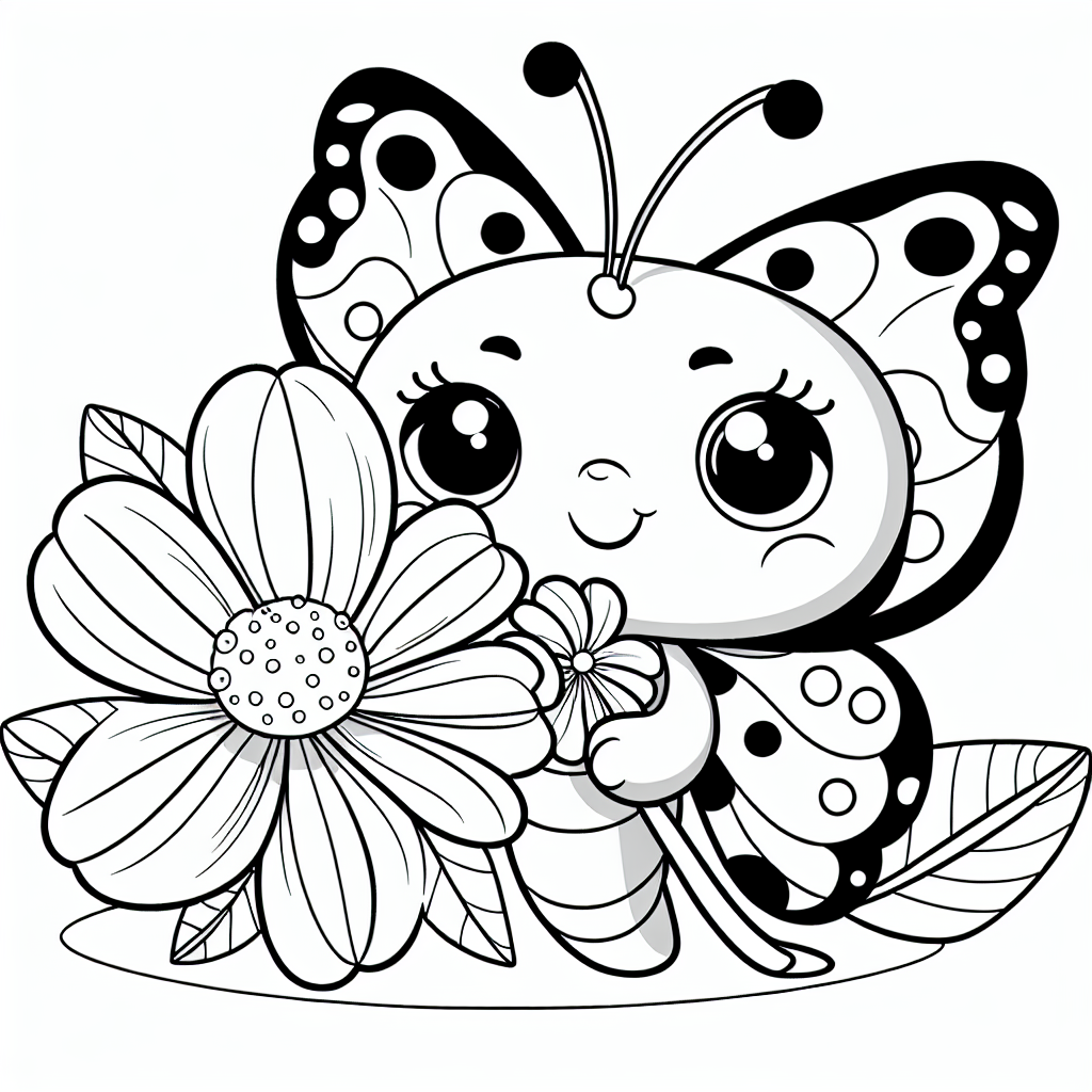 Blumiger Schmetterling - #Schmetterling #Blume #Abenteuer #Freundschaft #Ausmalbild