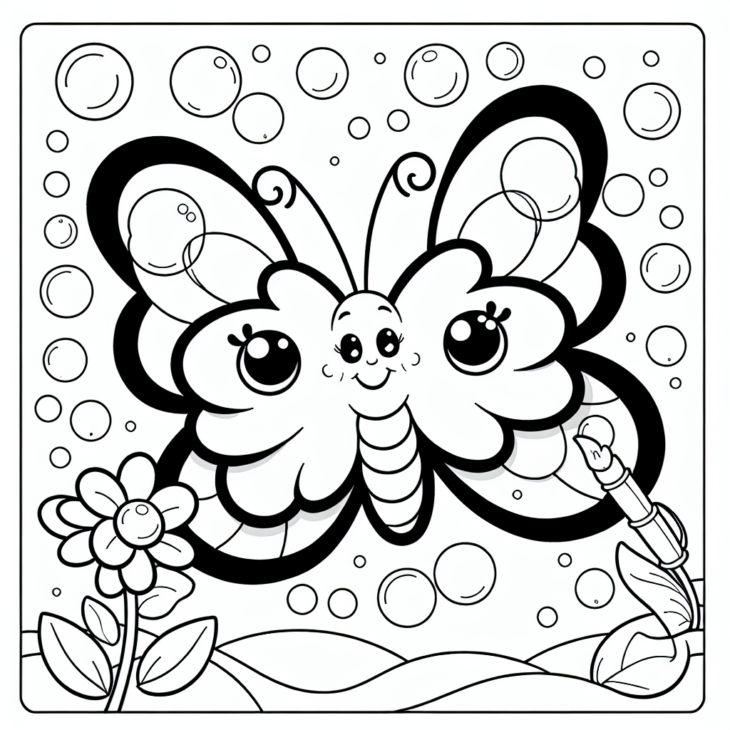 Fröhlicher Blütentraum - #Schmetterlinge, #Ausmalbild, #Kreativität, #BunteWelt, #KinderGeschichte