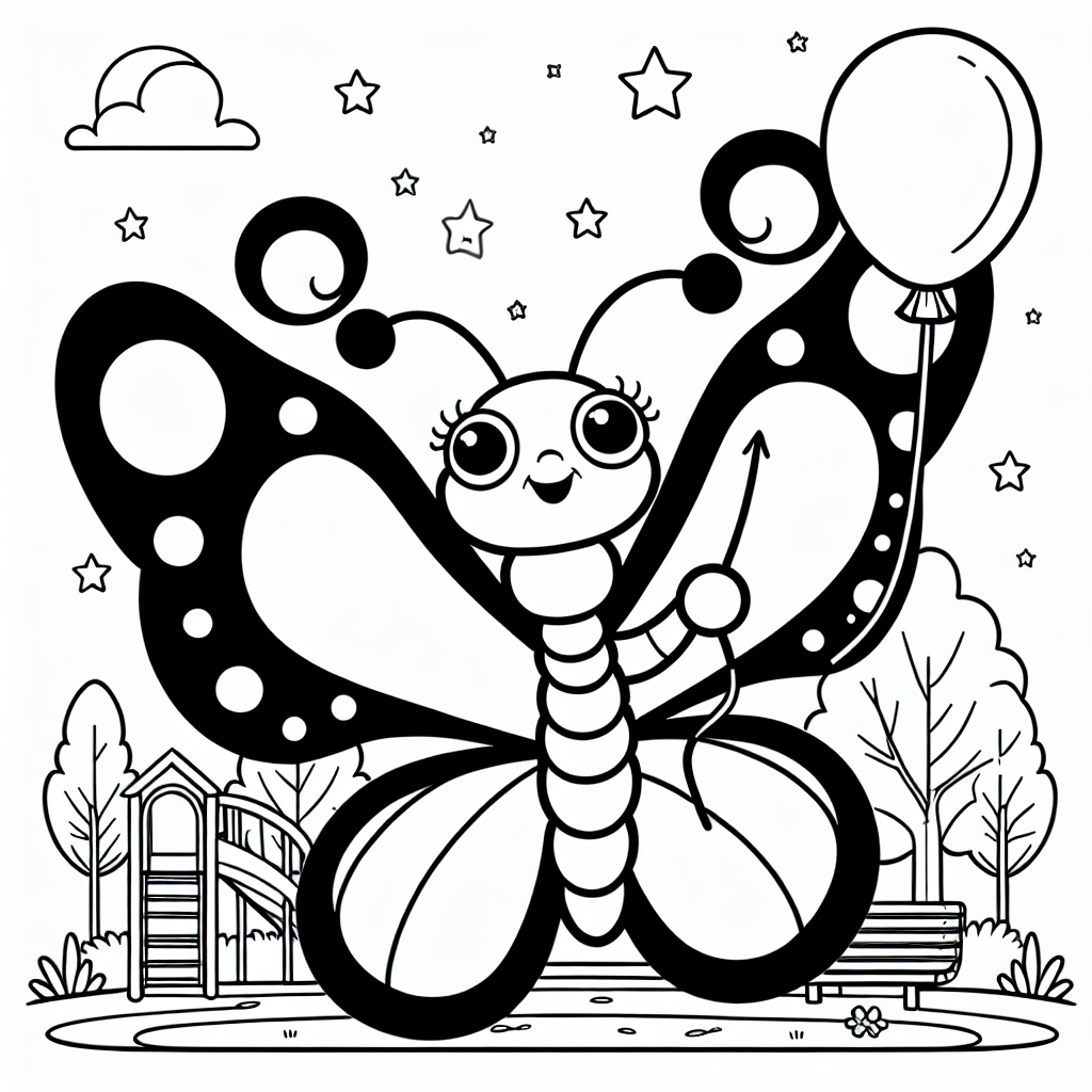 Sommerluft-Schmetterling - Ausmalen, Kinderkunst, Herbstfarben, bunter Schmetterling, Spielplatzzauber