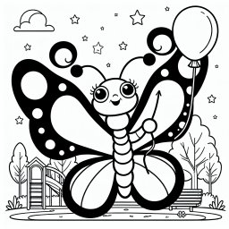 Sommerluft-Schmetterling - Ausmalen, Kinderkunst, Herbstfarben, bunter Schmetterling, Spielplatzzauber