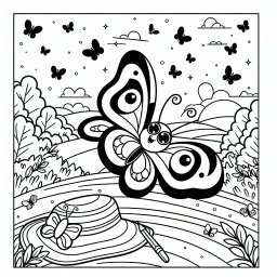 Schmetterling mit Hut - Ausmalen, Schmetterlinge im Herbst, Kreativideen, Abenddämmerungsmalerei