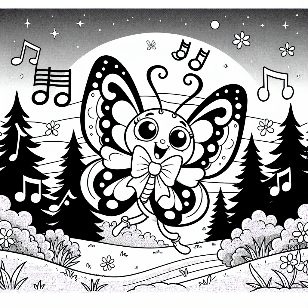 Singender Schmetterling - Ausmalbild-Ideen, Frühlingserlebnisse, Farbenspiel im Wald