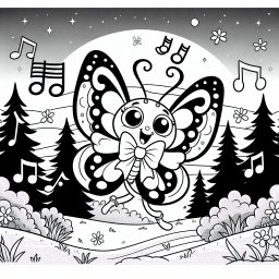 Singender Schmetterling - Ausmalbild-Ideen, Frühlingserlebnisse, Farbenspiel im Wald