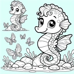 glückliches Fergen - #Seepferdchen, #Ausmalbild, #Aquarium, #Korallen, #Farbenfroh