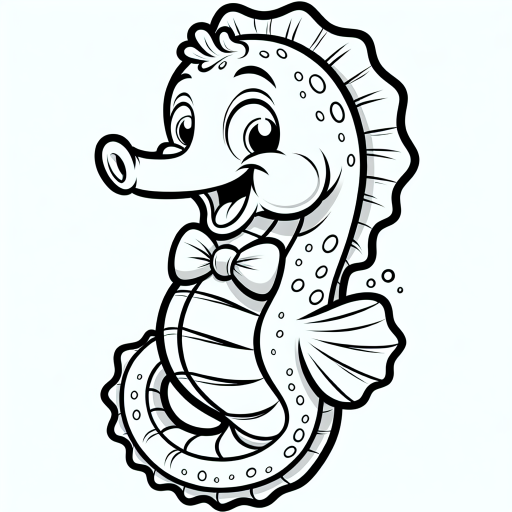 Willkommen in der zauberhaften Unterwasserwelt, in der ein ganz besonderes Seepferdchen auf dich wartet! Dieses fröhliche Meeresbewohner trägt heute eine schicke Fliege und kann es kaum erwarten, von dir bunt ausgemalt zu werden. Die klaren schwarzen Linien seines Bildes machen es besonders einfach, ihm Farbe zu verleihen. Während du es mit deinen Lieblingsfarben zum Leben erweckst, stelle dir vor, wie es mit seinem langen, geschwungenen Schwanz elegant durch ein Aquarium schwimmt. Zwischen den bunten Korallen versteckt es sich und bläst kleine, glitzernde Blasen in das Wasser. Wusstest du, dass bei Seepferdchen die Männchen die Eier ausbrüten? Vielleicht erzählt dir unser Seepferdchen ja noch mehr Geschichten aus seinem Leben im Ozean!

Und nun ein Rätsel für dich: Ich habe keine Beine, schwimme trotzdem flink, trage meine Kinder, von klein bis groß, das ist mein Ding. Wer bin ich?

Wir wünschen dir viel Spaß beim Ausmalen und Rätseln!