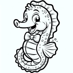 Aufgeregtes Wellenpferd – Tags: Seepferdchen, Meeresbewohner, Ausmalen, Korallen, Unterwasserwelt
