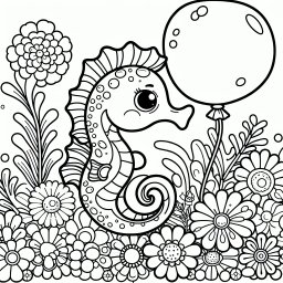 Heiteres Hüpferchen – #Seepferdchen, #Ausmalbild, #Unterwasserwelt, #Kreativität, #Kinder