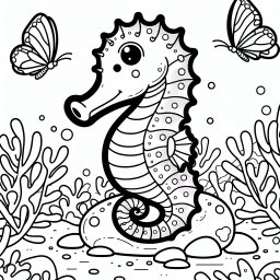 Abenteuerlustiger Flossenfreund - Seepferdchen, Meerestiere, Ausmalbild, Kreativität, Kinderkunst