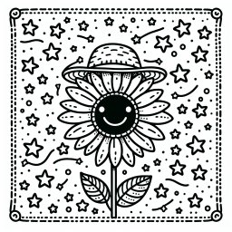 Fröhliche Blütenfee - Tags: #Sonnenblume #Ausmalbild #Kreativität #Farbenfreude #Kinderkunst