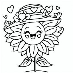 Fröhlicher Blütenhut – Tags: Sonnenblume, Gelb, Ausmalen, Kreativität, Blumenfeld
