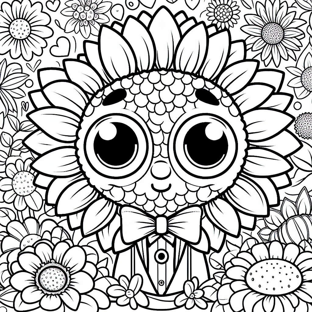 Tauche ein in die fröhliche Welt der Sonnenblumen! Hast du schon einmal ein Sonnenblumen-Gesicht mit einer schicken Fliege gesehen? Diese besondere Blume steht stolz in einem großen Feld und lächelt freundlich in die Sonne. Mit ihren leuchtend gelben Blütenblättern winkt sie anderen Blumen zu und freut sich über den warmen Sonnenschein.
Wusstest du, dass Sonnenblumen der Sonne folgen? Am Morgen schauen sie nach Osten und im Laufe des Tages drehen sie ihr Gesicht, um der Sonne zu folgen. Das nennt man „Heliotropismus“. So bekommen sie immer genug Licht, um kräftig zu wachsen.
Jetzt kommt das Geheimnis: In der Mitte der Sonnenblume verstecken sich viele kleine Samen. Diese Samen sind nicht nur Leckerbissen für Vögel, sondern können auch zu köstlichem Sonnenblumenöl verarbeitet werden. Wenn du das Bild bunt ausmalst, kannst du deiner Fantasie freien Lauf lassen! Verwende Gelb für die Blüten, Grün für den Stiel und andere Farben, damit deine Sonnenblume einzigartig wird.
Viel Spaß beim Ausmalen und denk daran: Jede Blume ist so besonders wie du!