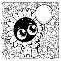 Neugierige Blume – Tags: Sonnenblumen, Ausmalbild, Kreativität, Natur, Abenteuer