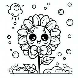 Fröhliche Blasenblume - Sonnenblume, Ausmalbild, Fröhlich, Kinder, Kreativität