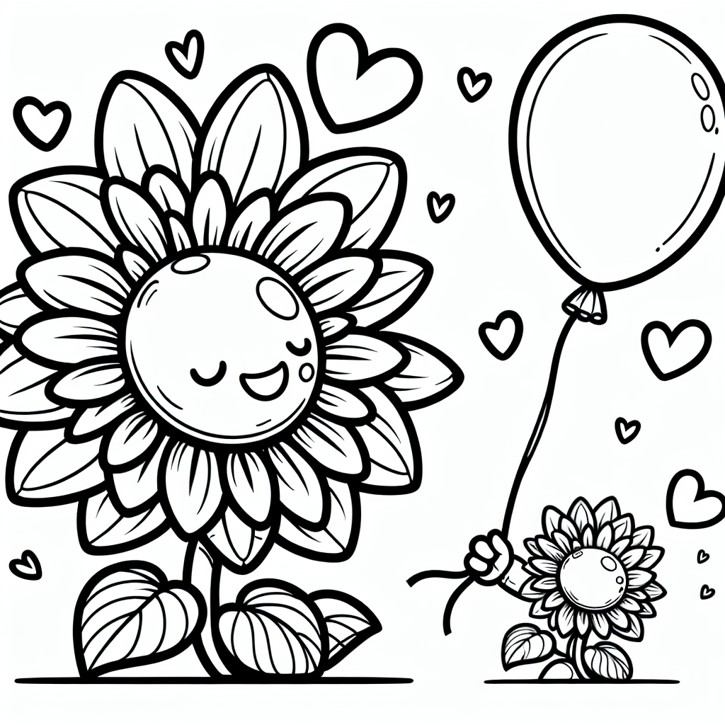 Tauche ein in die strahlende Welt der Sonnenblumen und entdecke ein fröhliches Ausmalbild, das ein Lächeln auf jedes Gesicht zaubert. Hier siehst du eine Sonnenblume von der Seite, die stolz einen Luftballon mit kleinen Herzen trägt. Die klaren, schwarzen Linien des Bildes machen es besonders einfach für kleine Künstler, mit Farben zu experimentieren und ihrer Fantasie freien Lauf zu lassen.
Lass deiner Kreativität freien Lauf, indem du leuchtendes Gelb und warmes Orange für die Blütenblätter nutzt, um die Sonnenblume in voller Pracht erstrahlen zu lassen. Vielleicht möchtest du die Mitte der Blüte in einem satten Braun oder tiefen Schwarz ausmalen, um die Sonnenblumensamen perfekt hervorzuheben. Der Luftballon kann in allen erdenklichen Farben erstrahlen - vielleicht in fröhlichem Rot oder himmelblauem Himmel.
Eltern können die Gelegenheit nutzen, um mit ihren Kindern über die Bedeutung der Farben zu sprechen und wie sie Stimmungen beeinflussen können. Ermutigen Sie Ihre Kinder, verschiedene Farbnuancen auszuprobieren, um die Sonnenblume und den Luftballon zum Leben zu erwecken. Nehmen Sie sich Zeit, gemeinsam über die Natur zu sprechen und wie Sonnenblumen in großen Feldern stehen und sich der Sonne entgegenstrecken.
