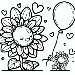 Herziger Blütentraum – Tags: #Sonnenblumen #Ausmalbild #Kreativität #Natur #Kinderbeschäftigung