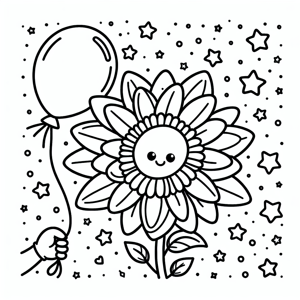 Es war einmal eine fröhliche Sonnenblume namens Sunny, die in einem weiten Feld voller strahlender Blüten stand. Eines Tages weckte ein bunter Luftballon, der sanft in der Brise tanzte, ihre Neugier. Sunny liebte nichts mehr, als die Sonne auf ihr leuchtend gelbes Gesicht scheinen zu lassen, während sie mit ihren Blütenblättern im Wind schaukelte.
Aber dieser Ballon war etwas ganz Besonderes! Er war mit funkelnden Sternen verziert, die in der Sonne glitzerten wie kleine Diamanten. Sunny stellte sich vor, wie es wäre, den Himmel zu berühren und zwischen den Sternen zu schweben. Doch sie wusste, dass sie mit ihren Wurzeln fest im Boden verankert war.
Während die anderen Sonnenblumen sich mit dem Wachsen und der Pflege ihrer Samen beschäftigten, träumte Sunny von Farben und Abenteuer. "Warum malst du nicht die Welt um dich herum aus?" flüsterte eine kleine Biene, die an einer der Blüten vorbeiflog. Sunny nahm sich diese Idee zu Herzen und begann in Gedanken, die Farben der Natur um sie herum zu mischen und einfach glücklich zu sein.
Und so lebte Sunny, die Sonnenblume, glücklich auf ihrem Feld, von der Sonne geküsst und von Träumen begleitet.