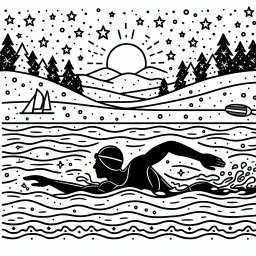 Fröhlicher Sport im Winter - Sport, Schwimmen, Hügel, Wintermorgen, Spaß beim Training