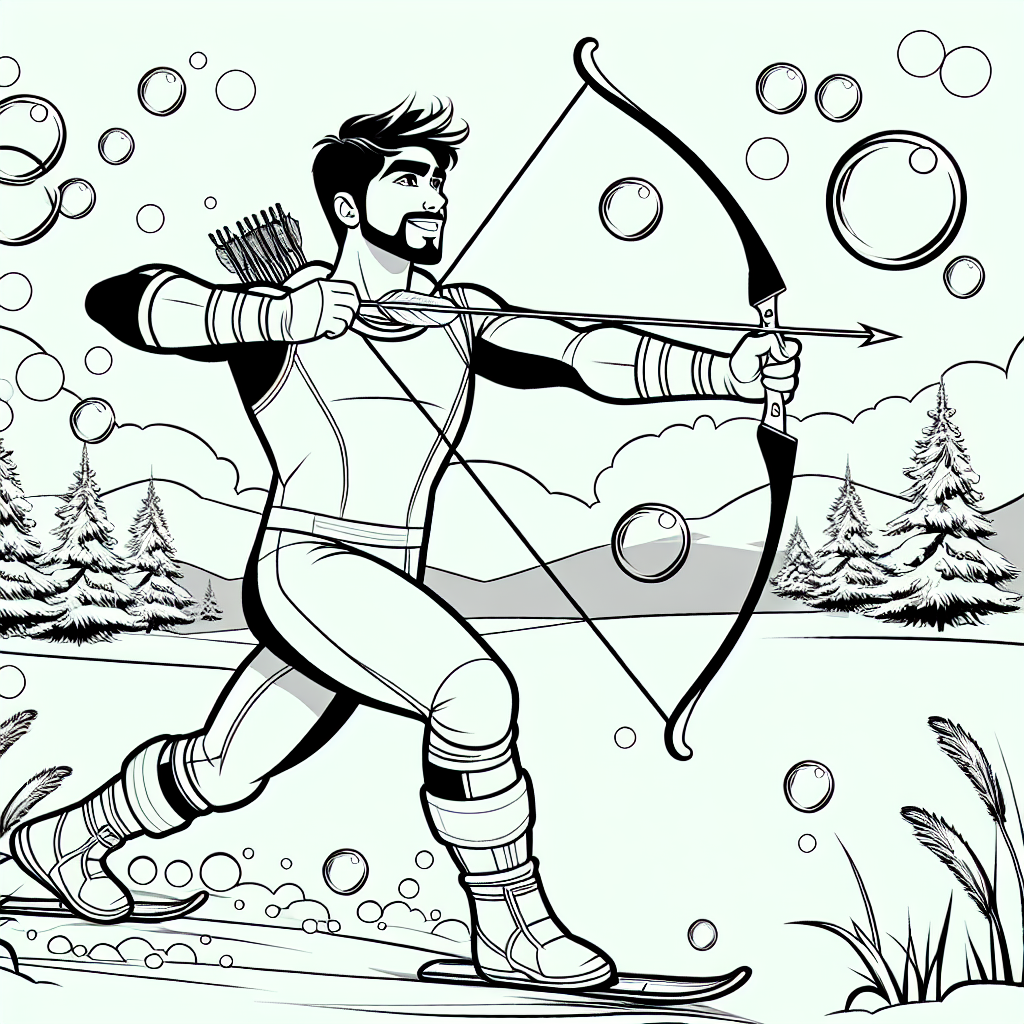 Fröhlicher Wintersportspaß - Sport, Winterlandschaft, Abenteuer, Ski fahren, Bogenschießen