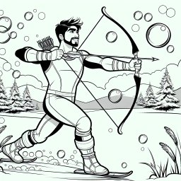 Fröhlicher Wintersportspaß - Sport, Winterlandschaft, Abenteuer, Ski fahren, Bogenschießen, Seifenblasen