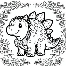 Eleganter Blumensteg – #Dinosaurier, #Stegosaurus, #UrzeitSpaß, #AusmalAbenteuer, #KinderKreativität