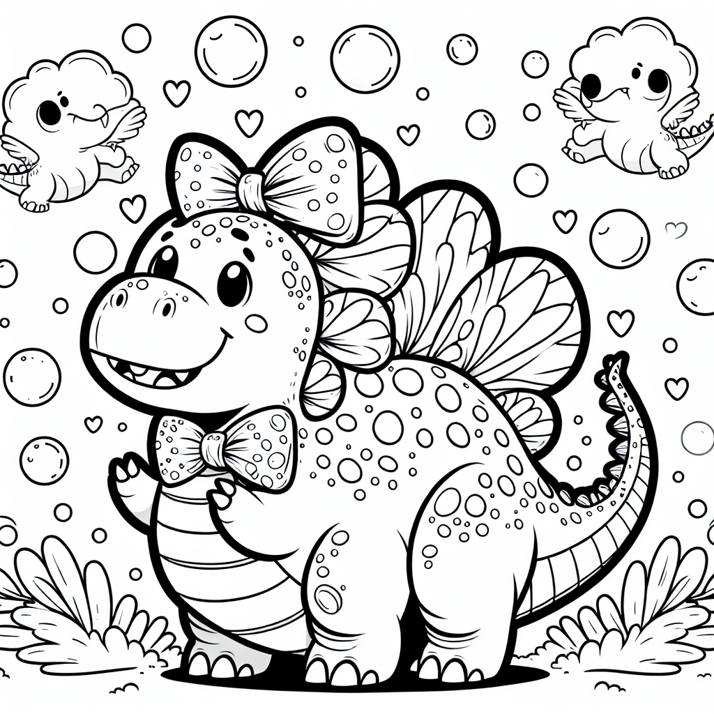Freundlicher Fliegensaurier - Dinosaurier, Ausmalbild, Kinder, Kreativität, Stegosaurus