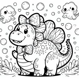 Freundlicher Fliegensaurier - Dinosaurier, Ausmalbild, Kinder, Kreativität, Stegosaurus