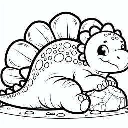 Lustiger Felsenspaß – Tags: Dinosaurier, Stegosaurus, Ausmalbild, Urzeit, Dschungel